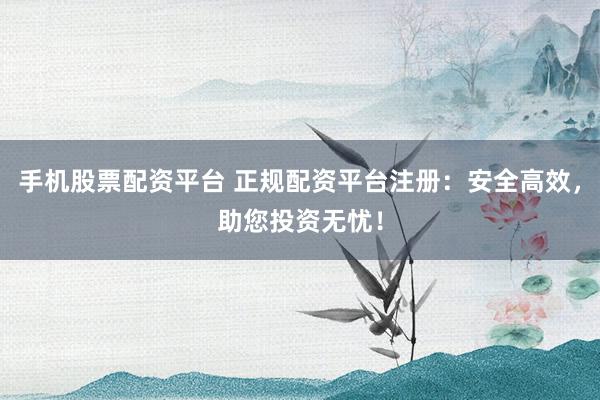 手机股票配资平台 正规配资平台注册：安全高效，助您投资无忧！