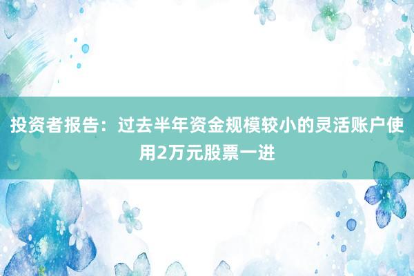 投资者报告：过去半年资金规模较小的灵活账户使用2万元股票一进