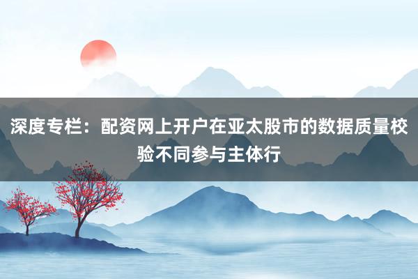 深度专栏：配资网上开户在亚太股市的数据质量校验不同参与主体行