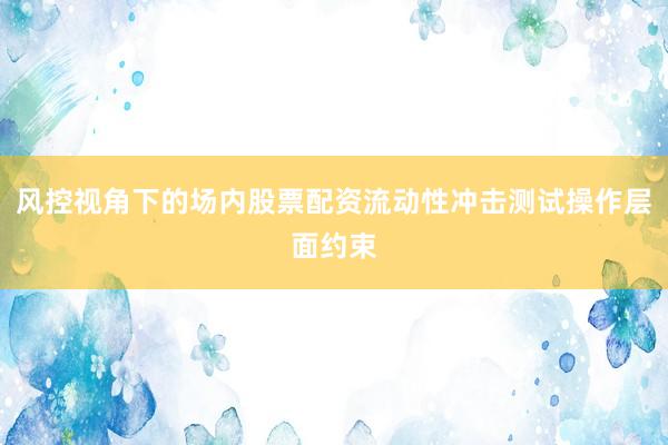 风控视角下的场内股票配资流动性冲击测试操作层面约束