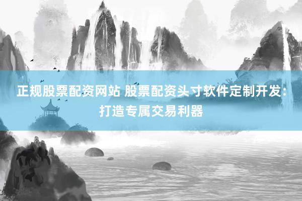 正规股票配资网站 股票配资头寸软件定制开发：打造专属交易利器