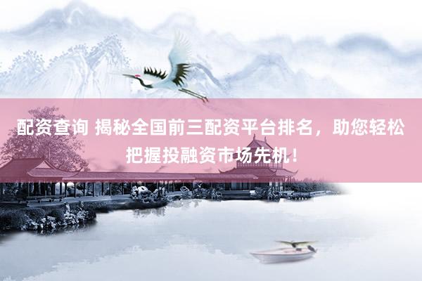 配资查询 揭秘全国前三配资平台排名，助您轻松把握投融资市场先机！
