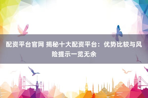配资平台官网 揭秘十大配资平台：优势比较与风险提示一览无余
