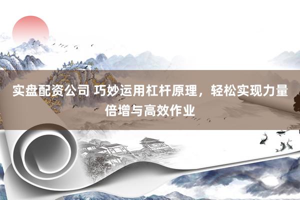 实盘配资公司 巧妙运用杠杆原理，轻松实现力量倍增与高效作业