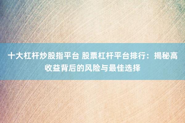 十大杠杆炒股指平台 股票杠杆平台排行：揭秘高收益背后的风险与最佳选择