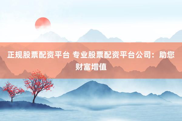 正规股票配资平台 专业股票配资平台公司：助您财富增值